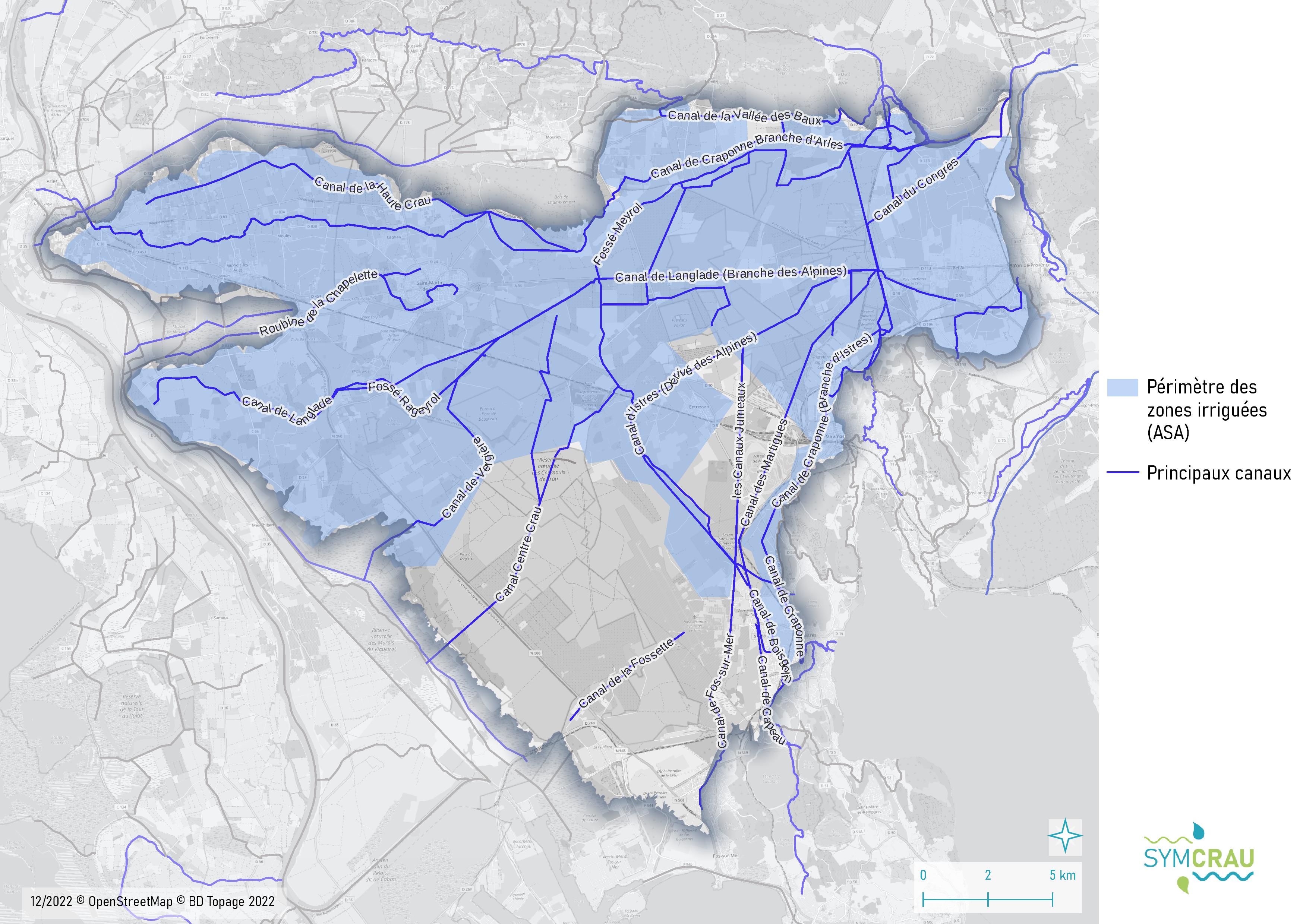 Les zones irriguées en Crau 